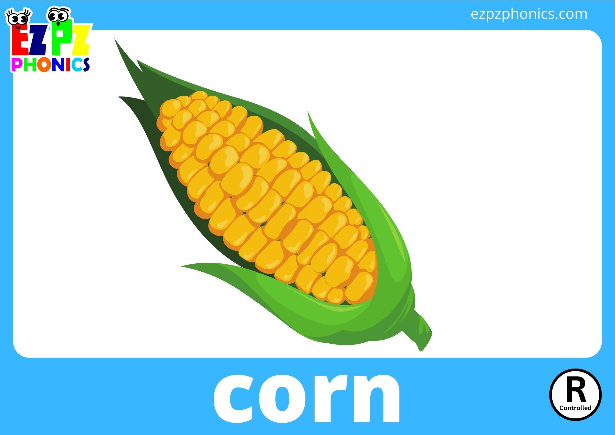 or One Syllable R-Controlled Words Phonics Flashcards with Images and Words Free Printable PDF or View Online For Homeschool Parents and Teachers to Teach Kindergarten and Preschool Children